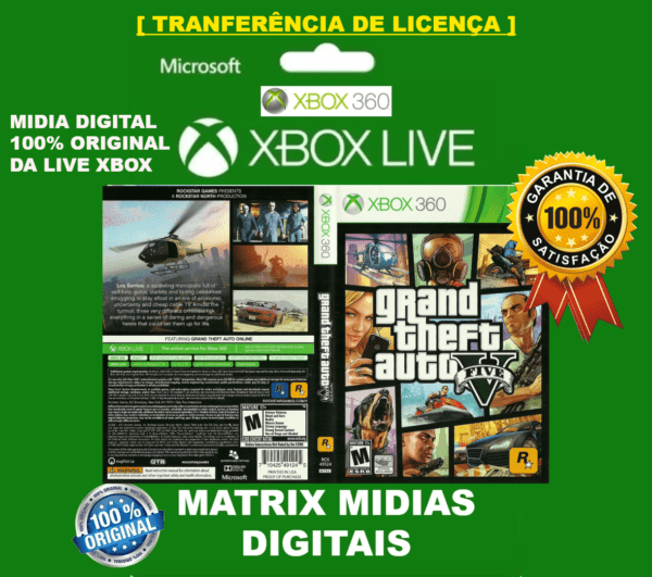Gta 5 Xbox 360 (Grand Theft Auto v) Mídia Digital Transferência de